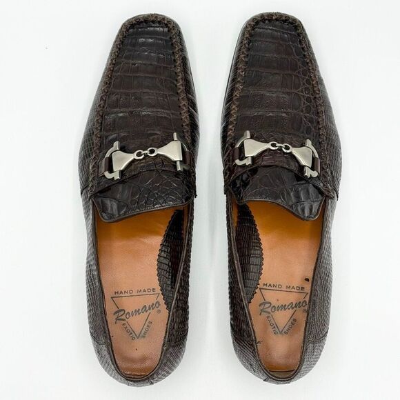 Romano Exotic Alligator Leather Brown Handmade in Mexico Dark Brown Loafers Styl main image 6